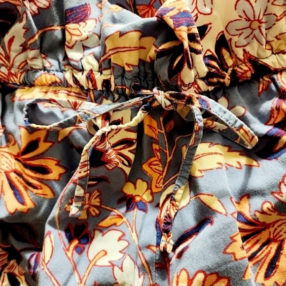 Old Navy Long Sleeve Blue Floral Romper w/ Pockets Women's Medium M Tie Waist - Picture 9 of 13